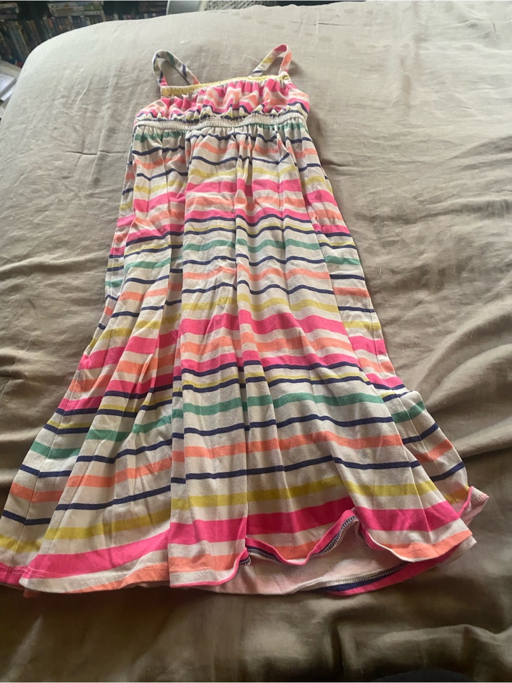 Cherokee Multicolor Striped Maxi Dress in Pink, Coral, Yellow & Navy